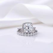 3.2 Carat Cushion Cut Halo Wedding Set-Black Diamonds New York
