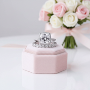 3.2 Carat Cushion Cut Halo Wedding Set-Black Diamonds New York
