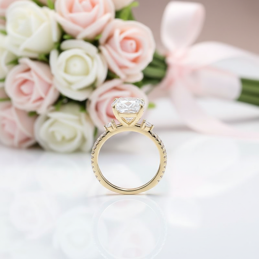 3.5 Carat Cushion Cut Engagement Ring-Black Diamonds New York