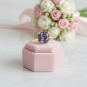 3.5ct Alexandrite Cushion Cut Engagement Ring-Black Diamonds New York