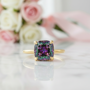 3.5ct Alexandrite Cushion Cut Engagement Ring-Black Diamonds New York