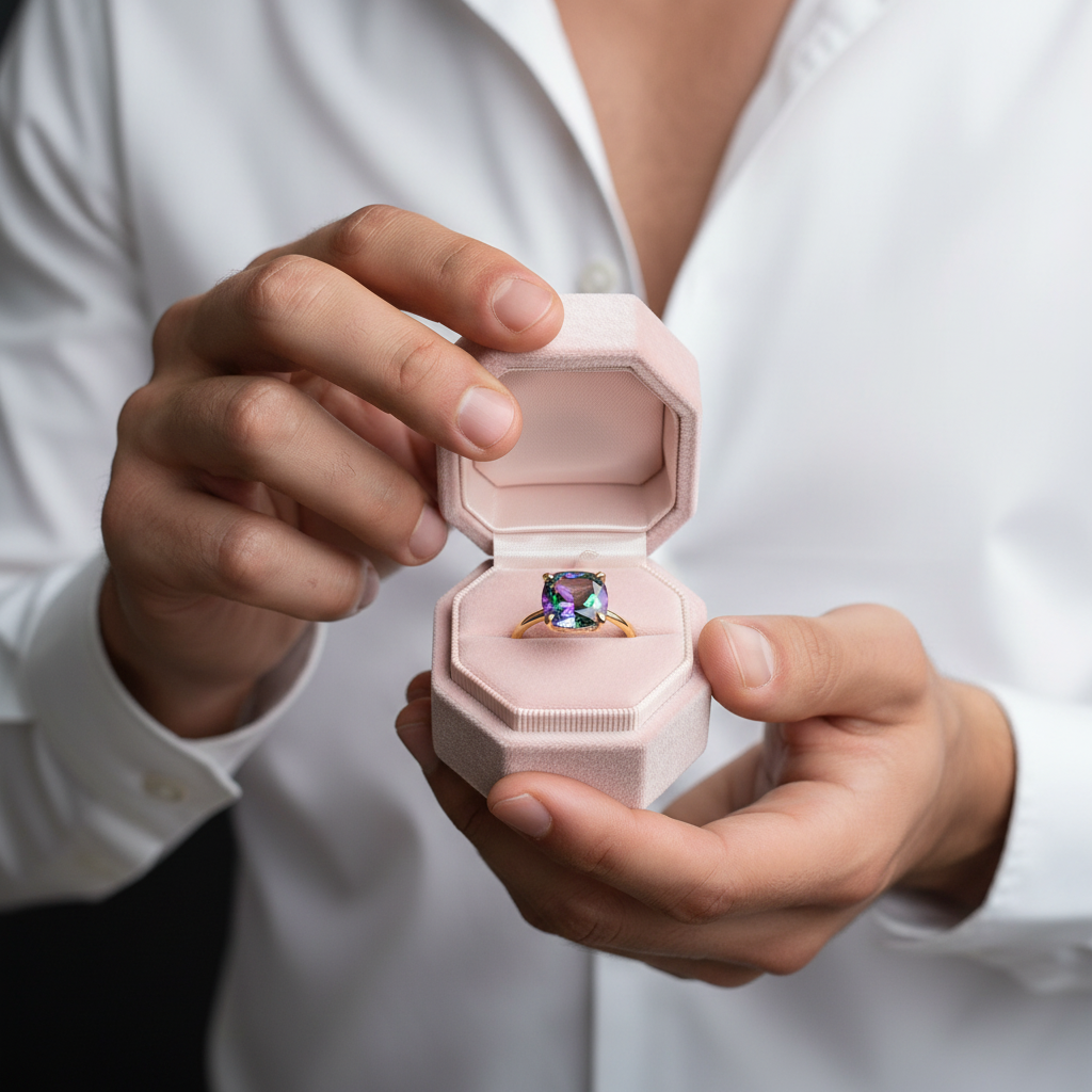 3.5ct Alexandrite Cushion Cut Engagement Ring-Black Diamonds New York