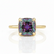 3.5ct Alexandrite Cushion Cut Engagement Ring-Black Diamonds New York