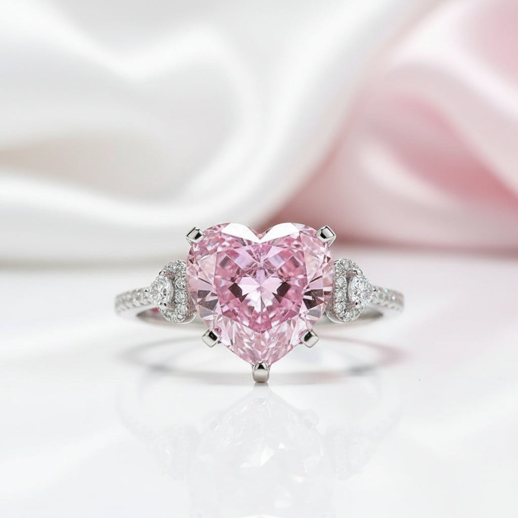 5.0 Ct Pink Heart Cut Diamond Option Engagement Ring-Black Diamonds New York