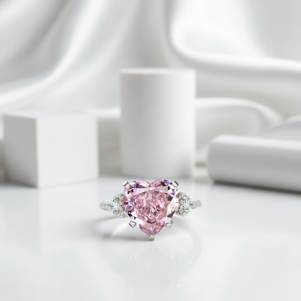5.0 Ct Pink Heart Cut Diamond Engagement Ring-Black Diamonds New York