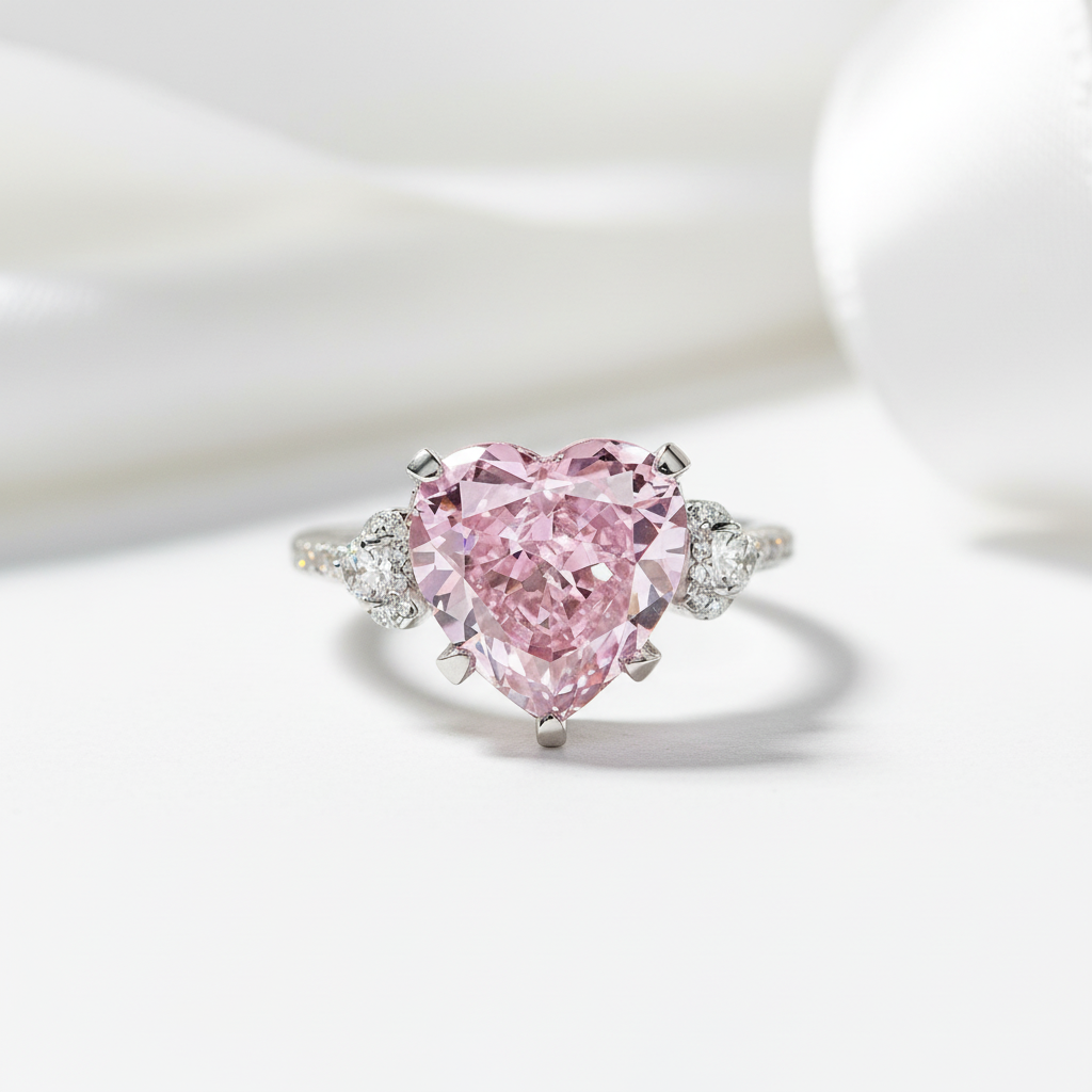 5.0 Ct Pink Heart Cut Diamond Engagement Ring-Black Diamonds New York
