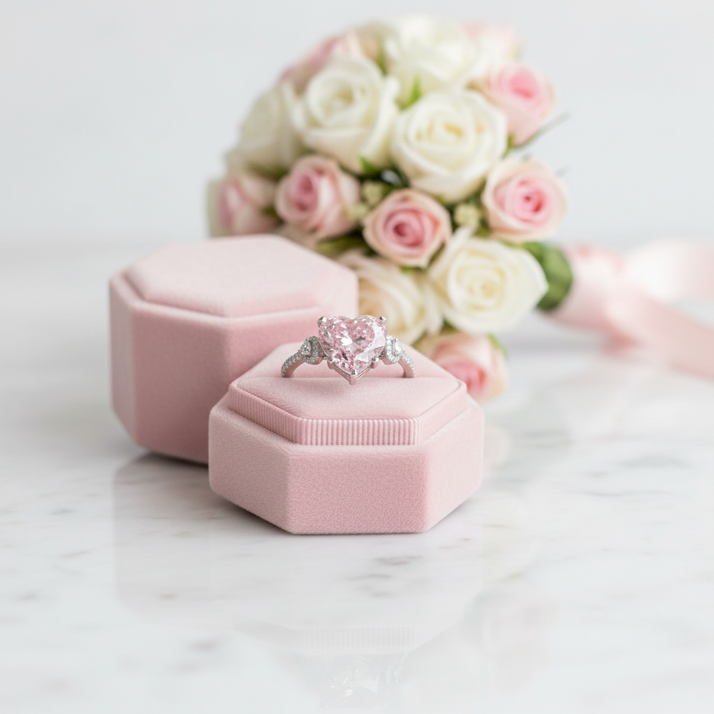 5.0 Ct Pink Heart Cut Diamond Engagement Ring-Black Diamonds New York