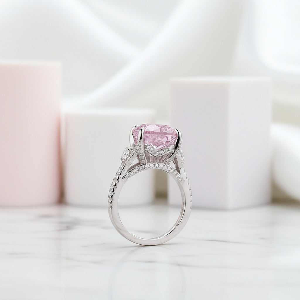 5.0 Ct Pink Heart Cut Diamond Engagement Ring-Black Diamonds New York