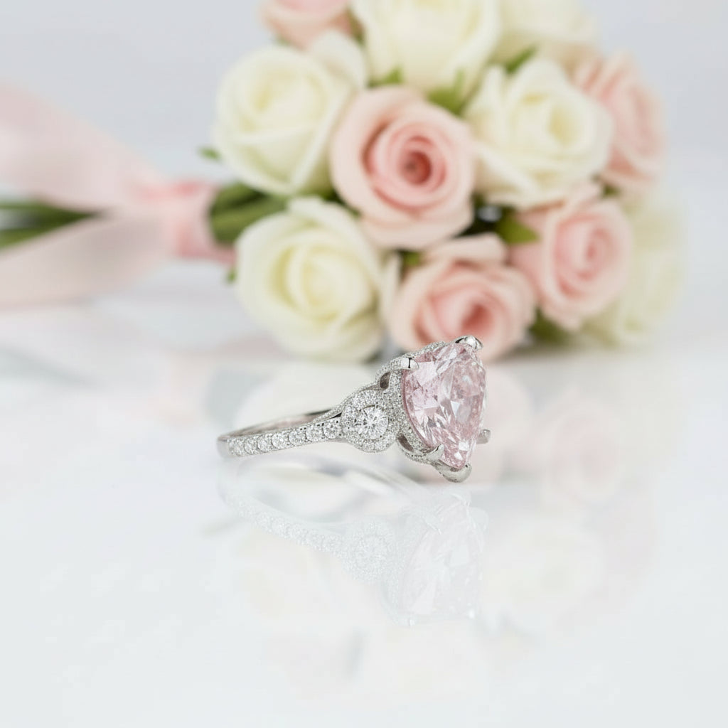 5.0 Ct Pink Heart Cut Diamond Engagement Ring-Black Diamonds New York