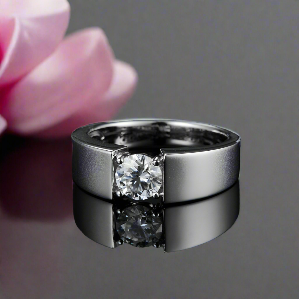 6.5mm Round Diamond Antique Men's Ring-Black Diamonds New York