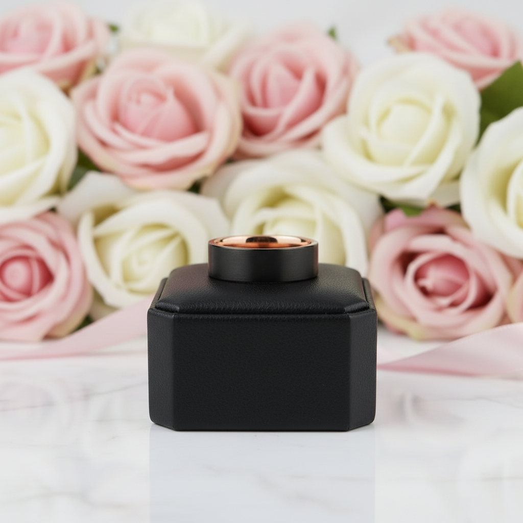 8mm Black Tungsten Carbide Matte Brushed Wedding Band-Black Diamonds New York