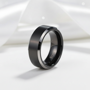 8mm Black Two-Tone Polished Tungsten Men's Wedding Band-Black Diamonds New York