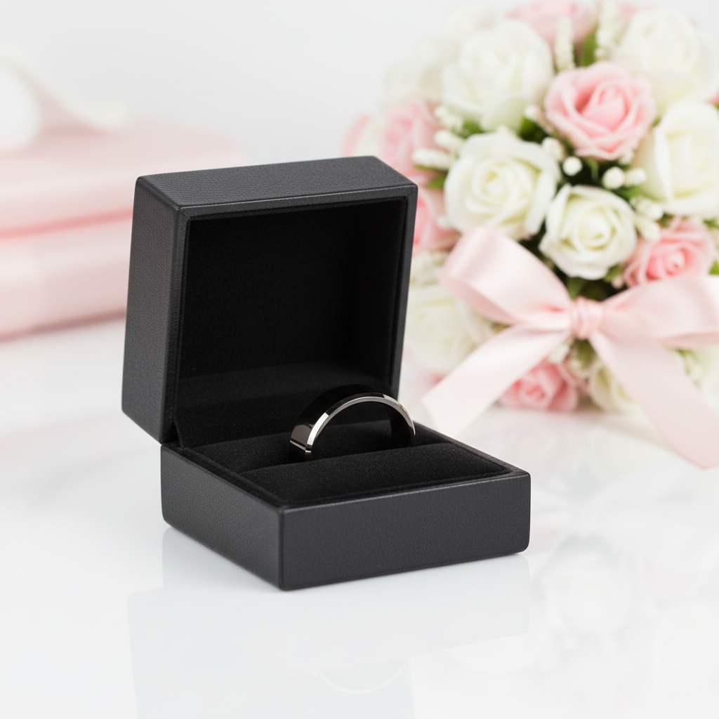 8mm Black Two-Tone Polished Tungsten Men's Wedding Band-Black Diamonds New York