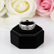 8mm Celtics Dragon Tungsten Carbide Men's Ring-Black Diamonds New York