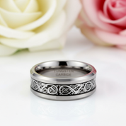 8mm Celtics Dragon Tungsten Carbide Men's Ring-Black Diamonds New York