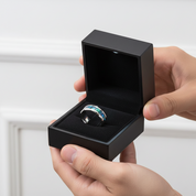 8mm Tungsten Wedding Band with Abalone Shell-Black Diamonds New York