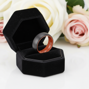 8mm Wooden Inlay & Black Surface Tungsten Carbide Ring-Black Diamonds New York
