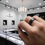 8mm Wooden Inlay & Black Surface Tungsten Carbide Ring-Black Diamonds New York