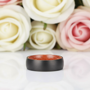 8mm Wooden Inlay & Black Surface Tungsten Carbide Ring-Black Diamonds New York
