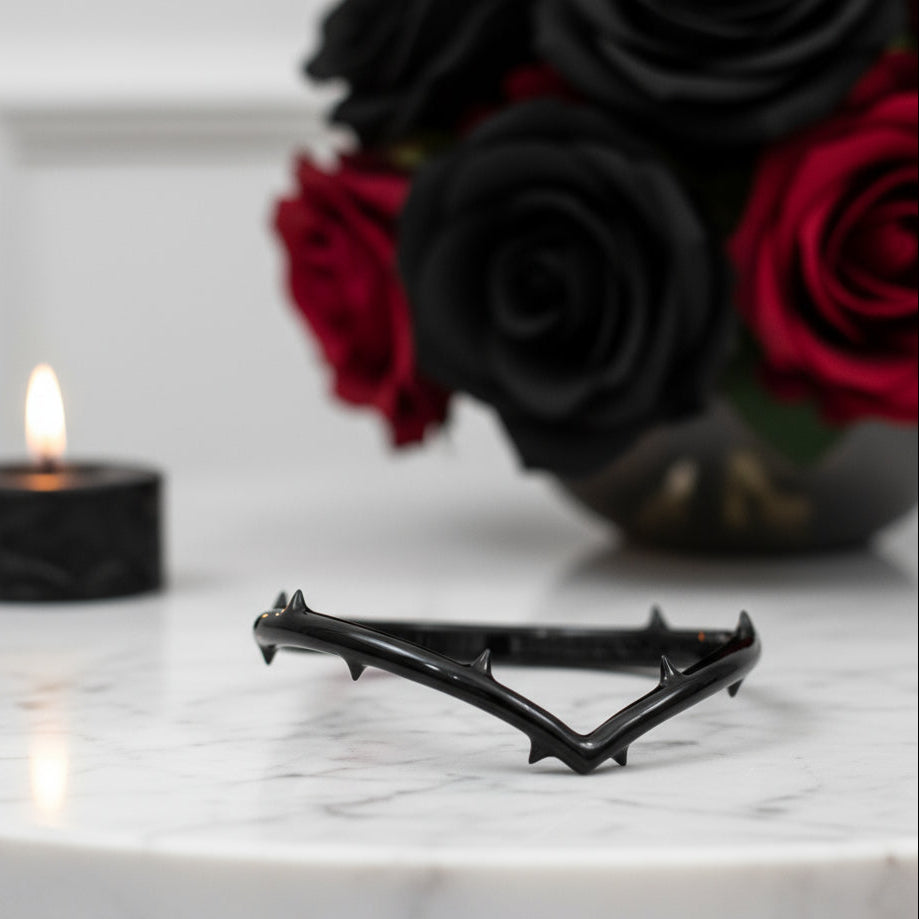 Black Rose- .50ct Round Cut Diamond Modern Goth Engagement Rings-Black Diamonds New York