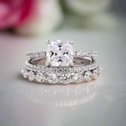 Diamond Cushion Cut 3-Pcs Wedding Ring-Black Diamonds New York