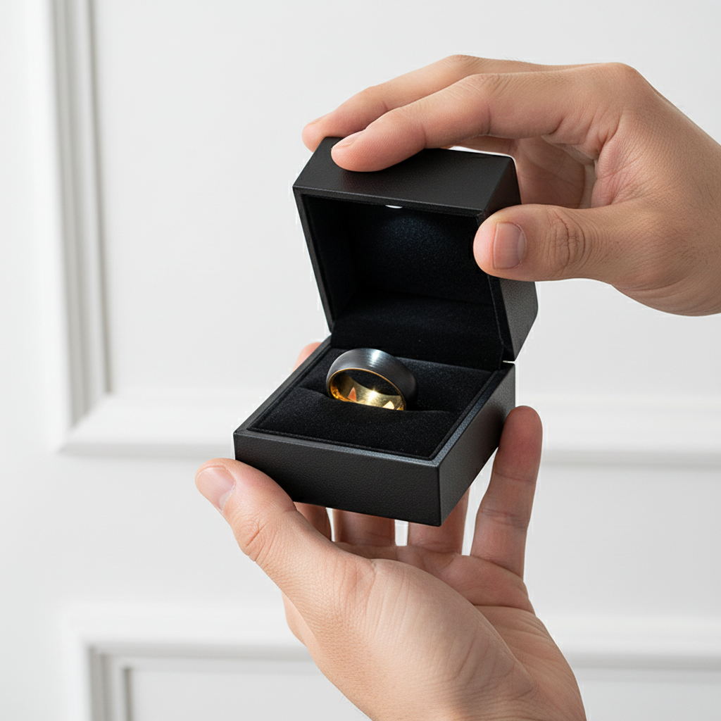 Classic Brushed Black Tungsten Men's Wedding Band-Black Diamonds New York