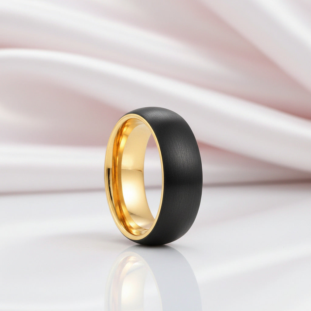 Classic Brushed Black Tungsten Men's Wedding Band-Black Diamonds New York