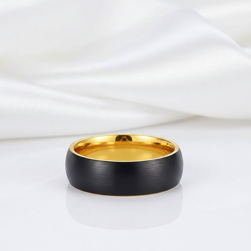 Classic Brushed Black Tungsten Men's Wedding Band-Black Diamonds New York
