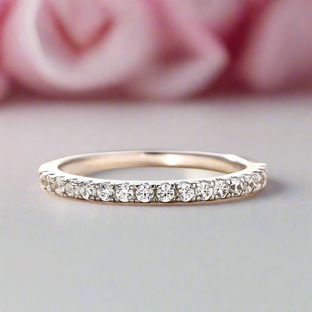 Classic Half Eternity Thin Women's Wedding Band-Black Diamonds New York