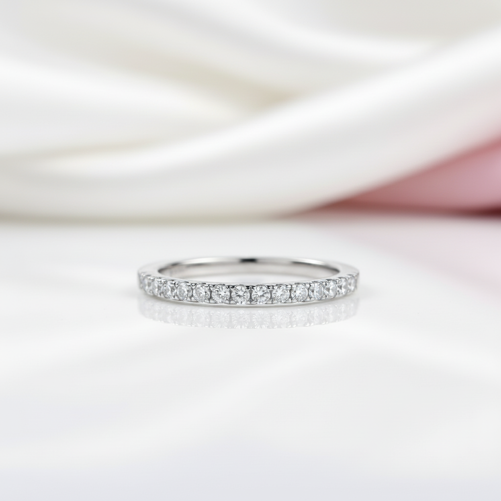 Classic Half Eternity Thin Women's Wedding Band-Black Diamonds New York