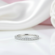 Classic Half Eternity Thin Women's Wedding Band-Black Diamonds New York