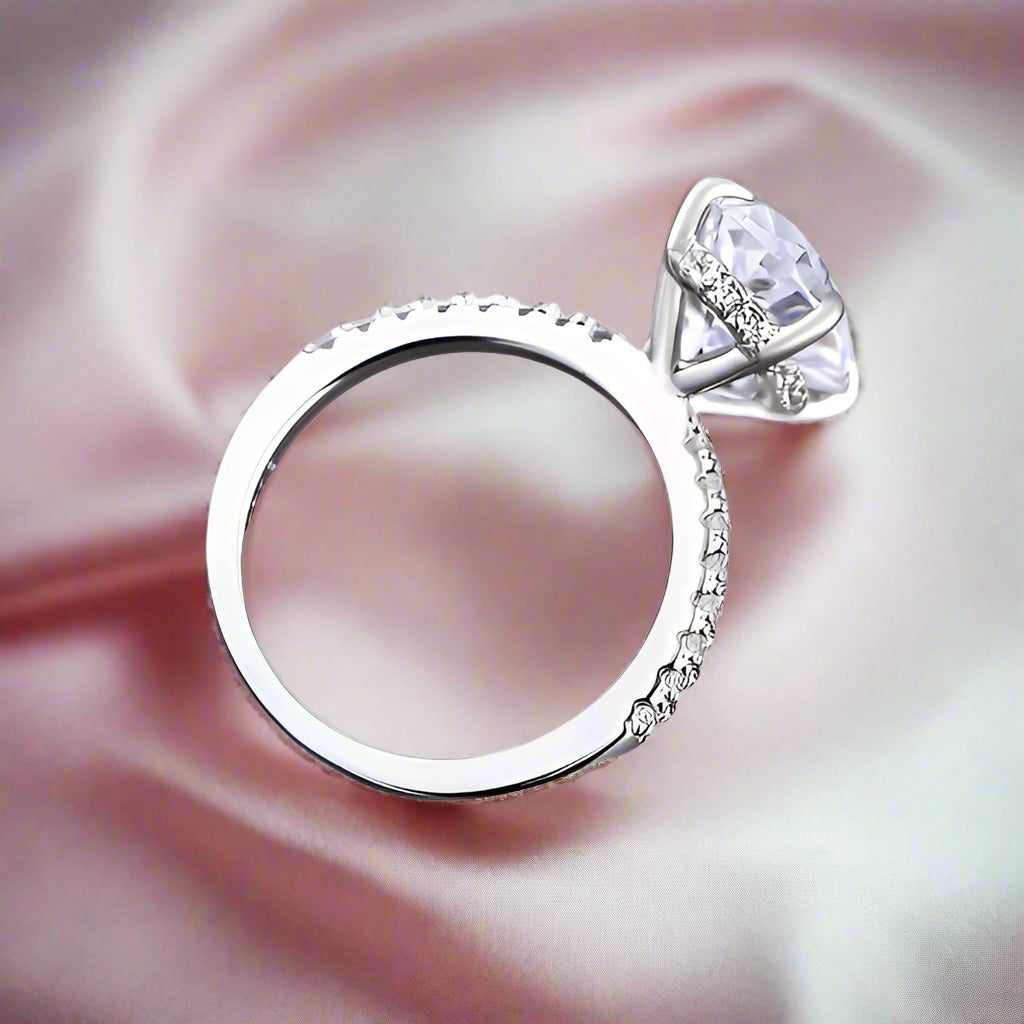 Classic Oval-cut Diamond White Gold Engagement Ring-Black Diamonds New York