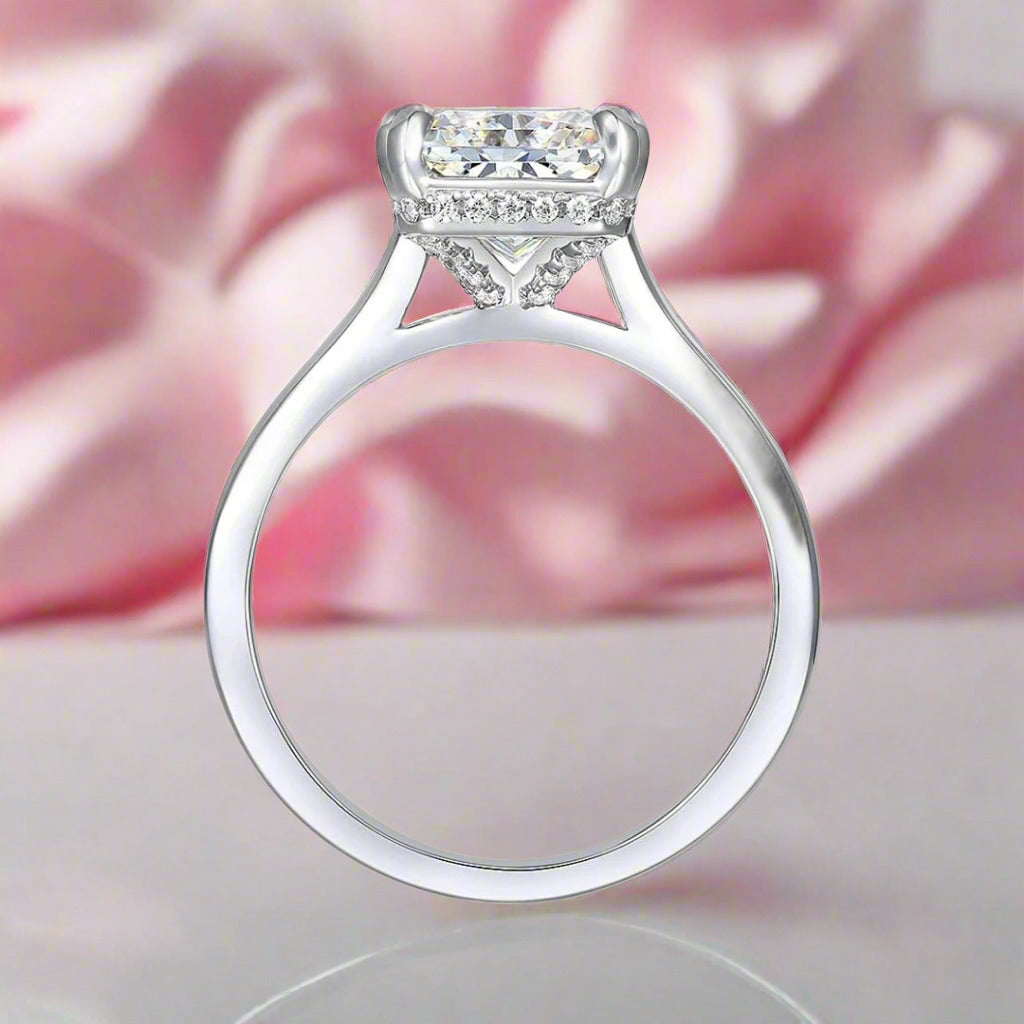 Classic Radiant Cut Diamond Solitaire Engagement Ring-Black Diamonds New York