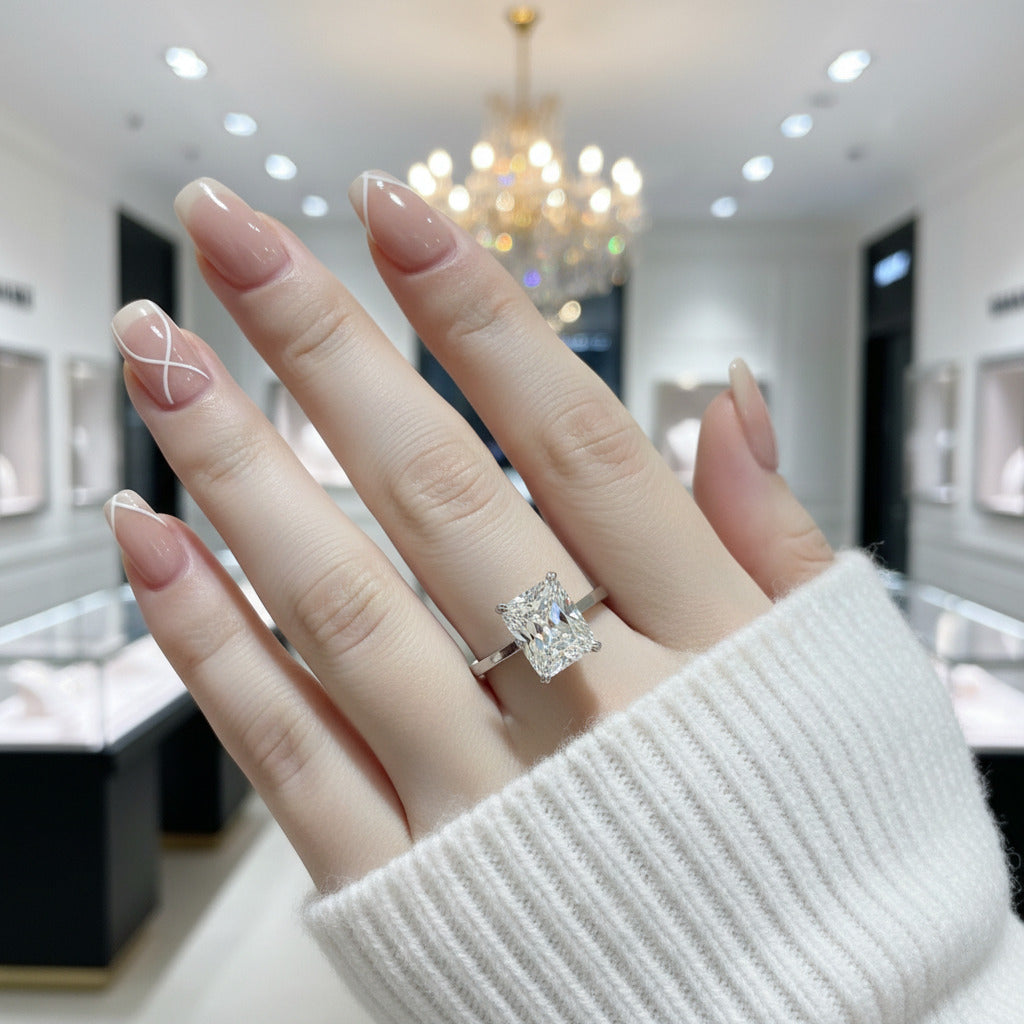 Classic Radiant Cut Diamond Option Solitaire Engagement Ring-Black Diamonds New York