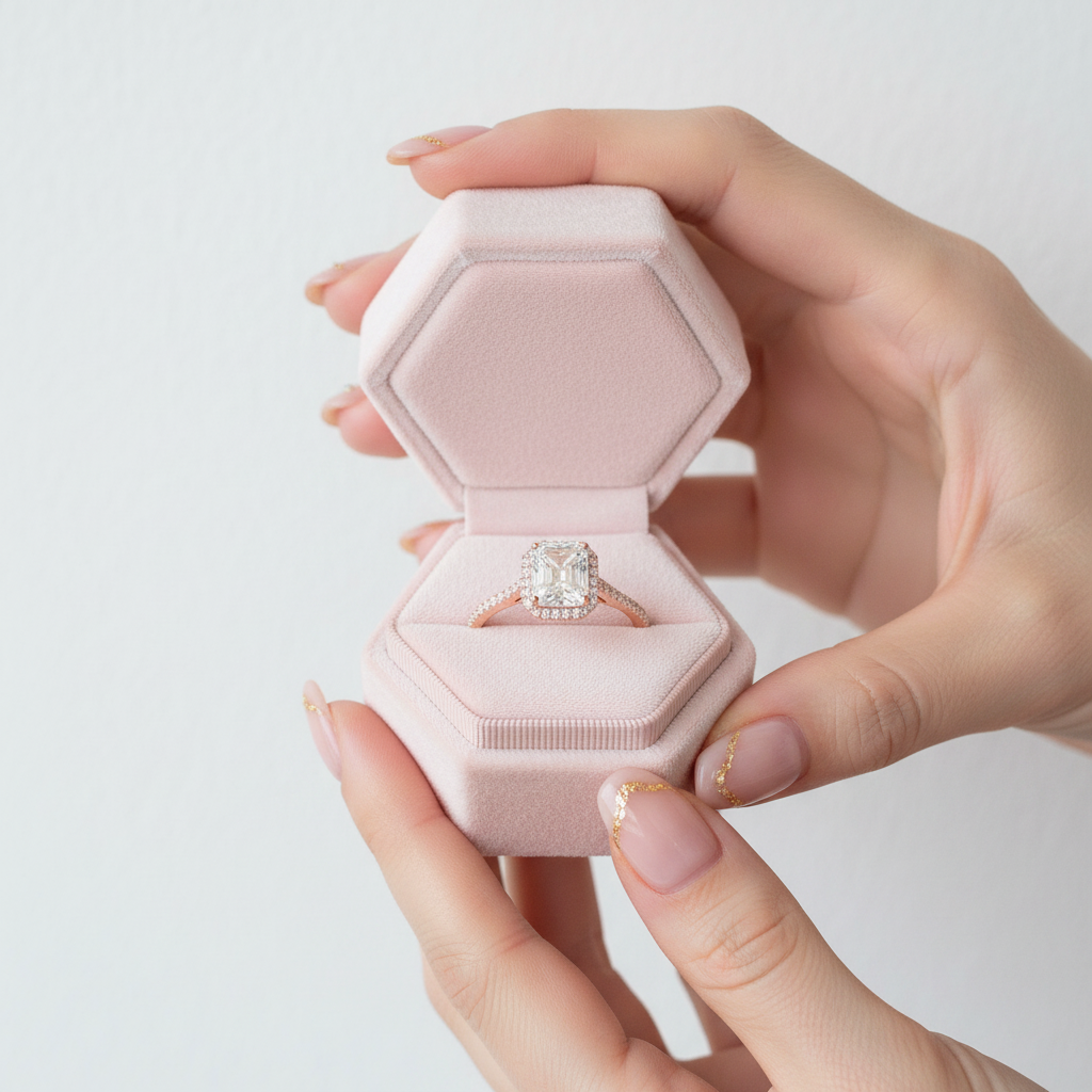 Classic Rose Gold Halo Radiant Cut Engagement Ring-Black Diamonds New York