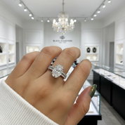 Classic White Sapphire Oval Cut Wedding Ring Set-Black Diamonds New York