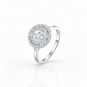 Round Diamond Option Dancing Stone Double Halo Ring-Black Diamonds New York