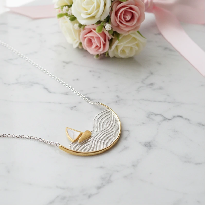 Creative Sailboat Necklace-Black Diamonds New York