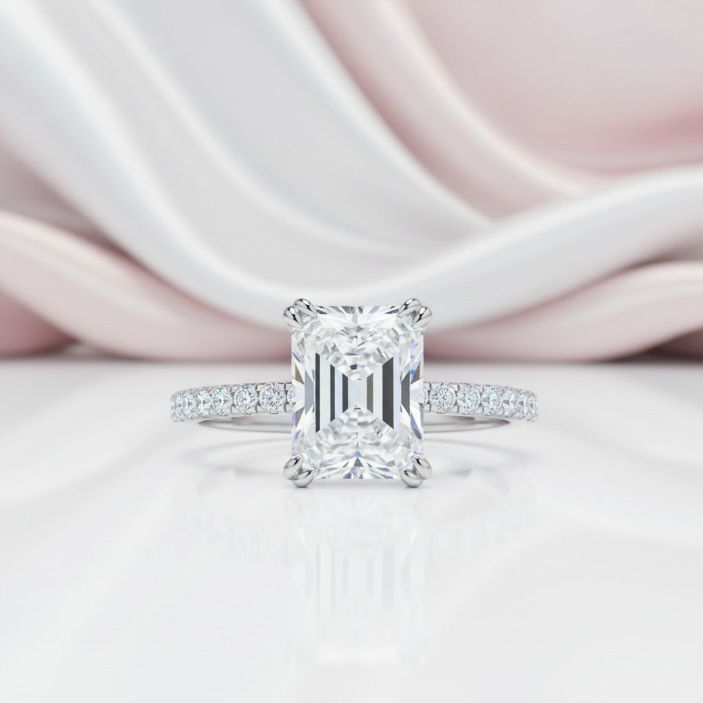 Elegant 3.0ct Radiant Cut Lab Grown Diamond Option Engagement Ring-Black Diamonds New York