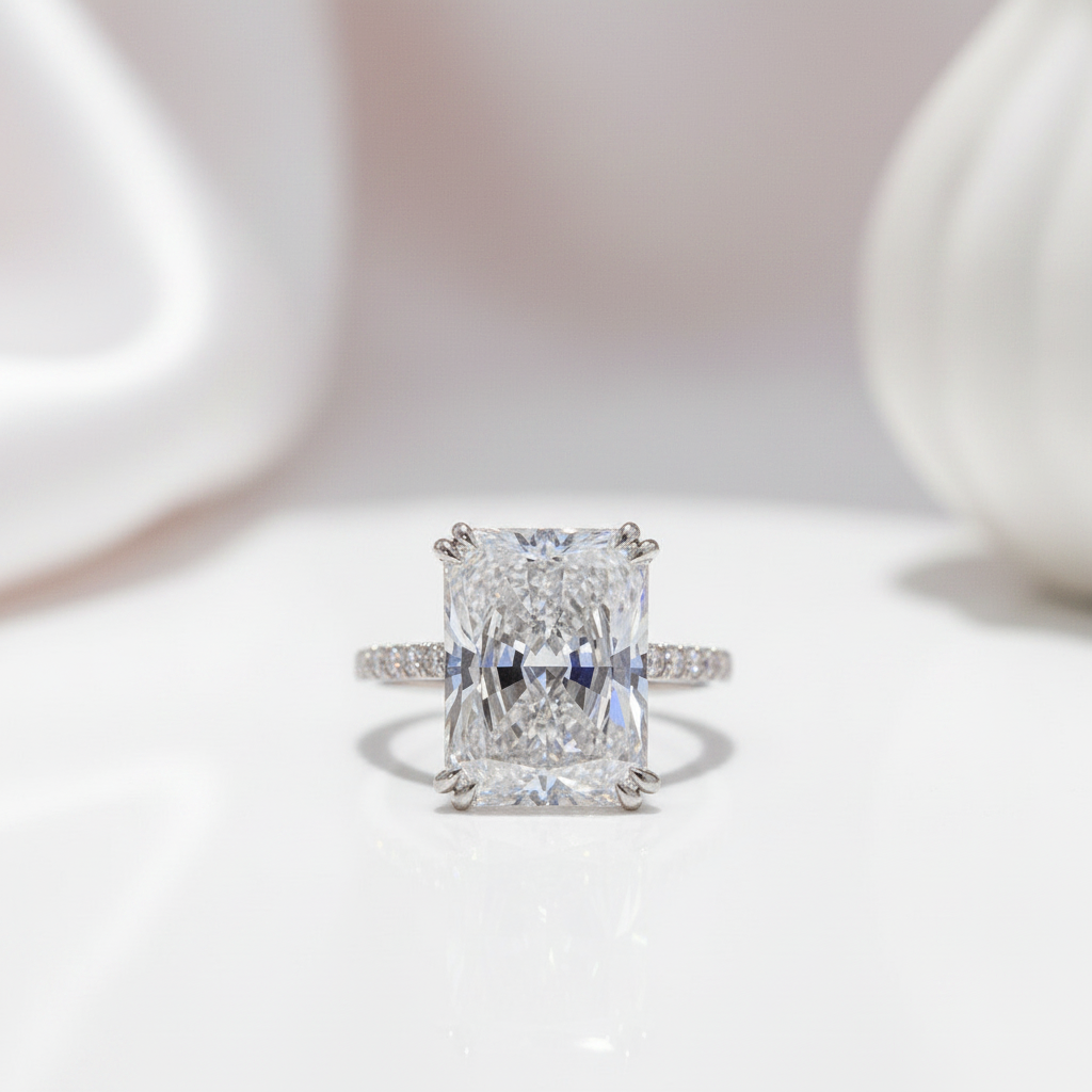 Elegant 3.0ct Radiant Cut Lab Grown Diamond Option Engagement Ring-Black Diamonds New York