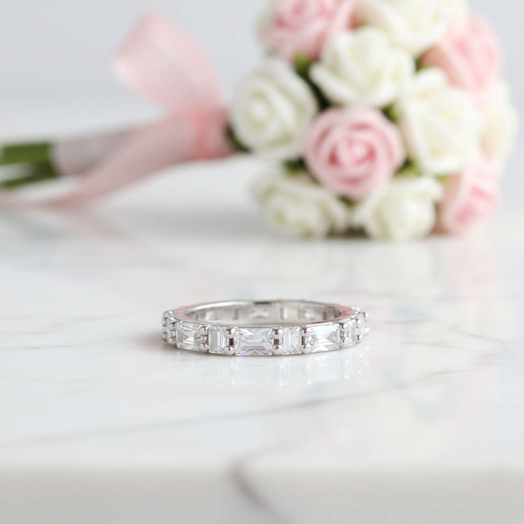 Emerald Cut Diamond Option Wedding Band-Black Diamonds New York