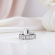 Emerald Cut Solitaire Diamond Option Wedding Ring Set-Black Diamonds New York