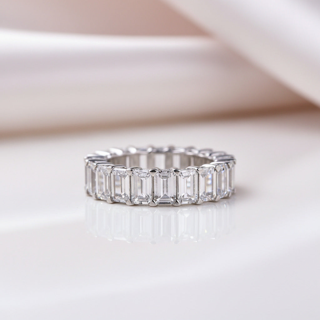 Eternity Emerald Cut Diamond Option Women's Wedding Band-Black Diamonds New York