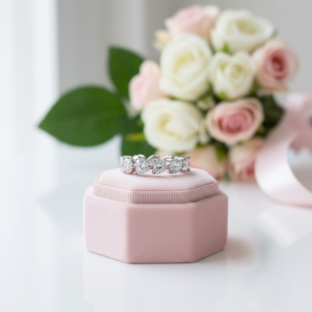 Eternity Heart Cut Wedding Band-Black Diamonds New York