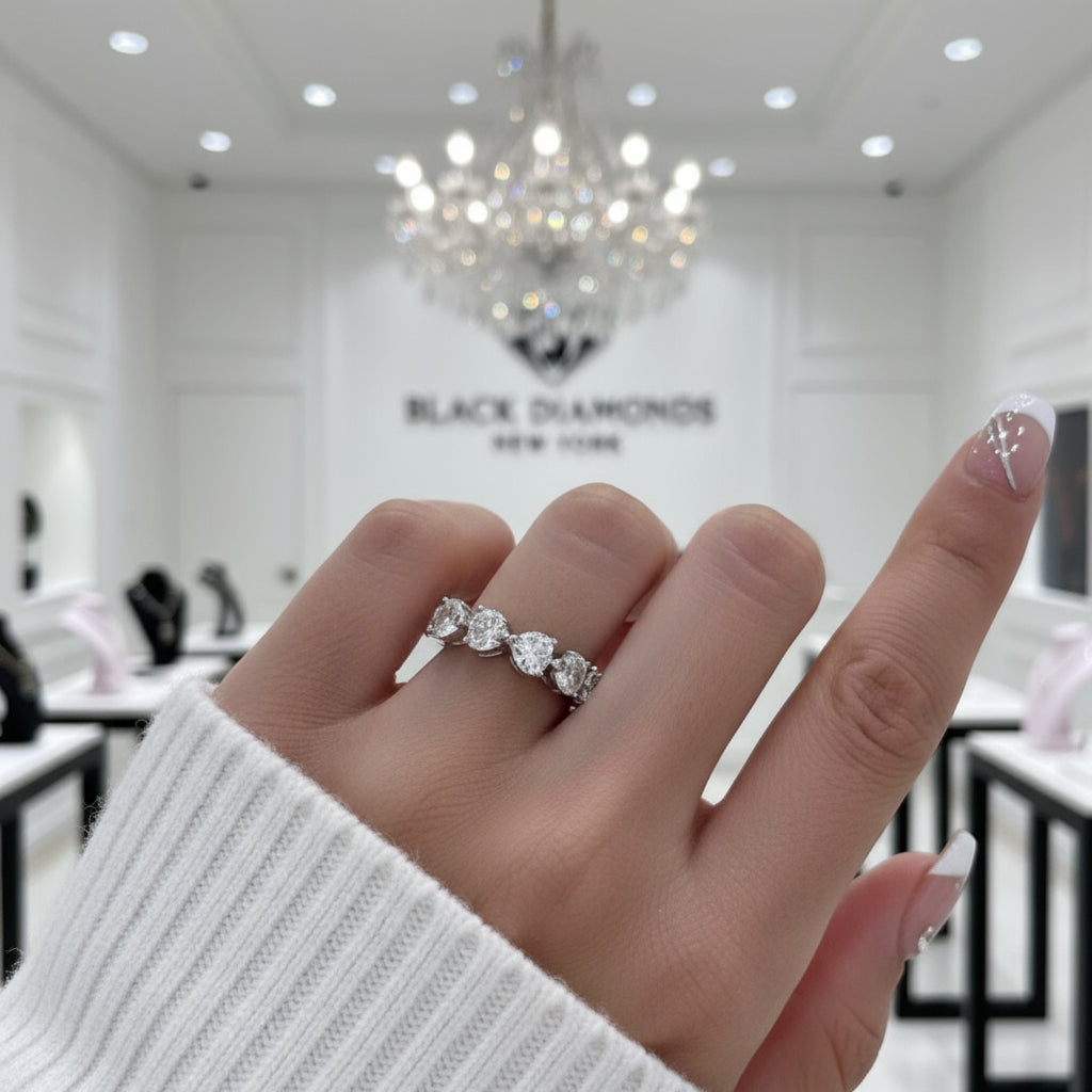 Eternity Heart Cut Wedding Band-Black Diamonds New York