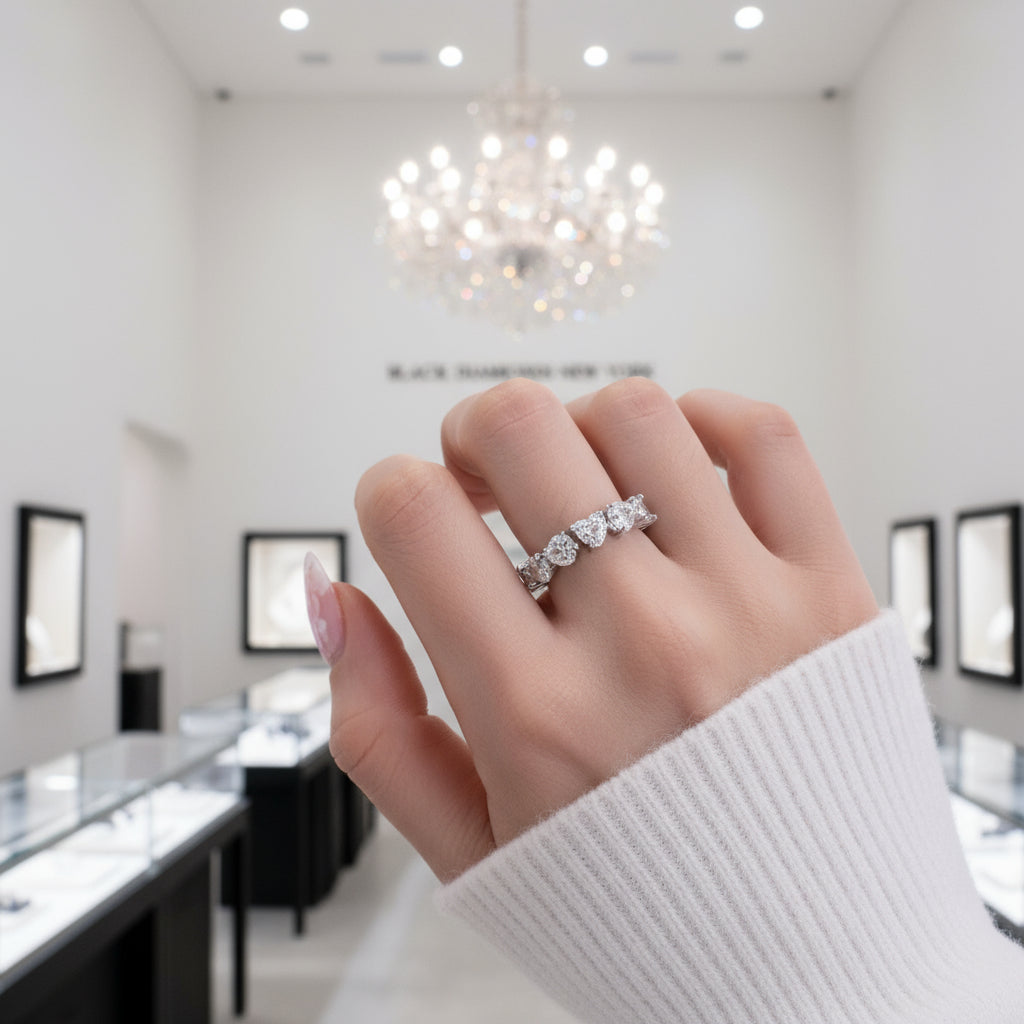 Eternity Heart Cut Wedding Band-Black Diamonds New York