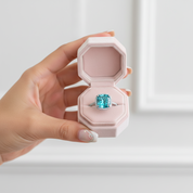 Exquisite Halo Cushion Cut Simulated Cyan Blue Engagement Ring-Black Diamonds New York