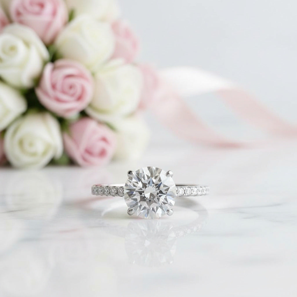 Gorgeous 4 Prong Round Cut Simulated Diamond Option Ring Set-Black Diamonds New York