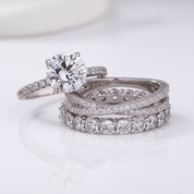 Gorgeous 4 Prong Round Cut Simulated Diamond Option Ring Set-Black Diamonds New York