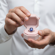 Gorgeous Blue Sapphire Cushion Cut Three Stone Engagement Ring-Black Diamonds New York